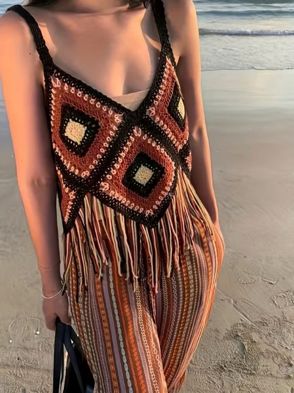Valija Crochet Boho Knit Top